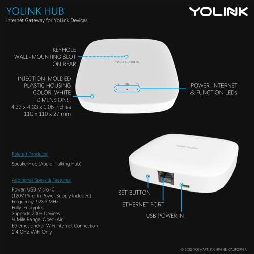 YoLink Smart Home Starter Kit: Smart Plug Mini, Siren Alarm, Water Leak Sensor, Motion Sensor, Temperature/Humidity Sensor, 2 Door/Window Sensors & Hub - Image 7