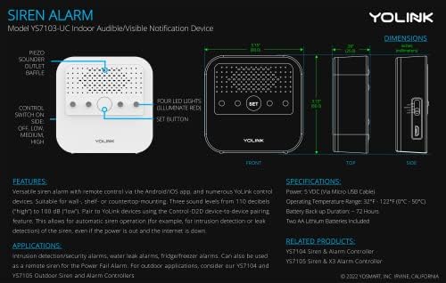 YoLink Smart Home Starter Kit: Smart Plug Mini, Siren Alarm, Water Leak Sensor, Motion Sensor, Temperature/Humidity Sensor, 2 Door/Window Sensors & Hub - Image 8