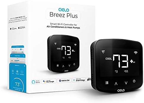 Cielo Breez Plus Smart Air Conditioner Controller | Smart Thermostat for Mini Split, Window & Portable ACS | Alexa, Google, Siri, SmartThings, IFTTT | iOS & Android | Inbuilt Temp & Humidity Sensors