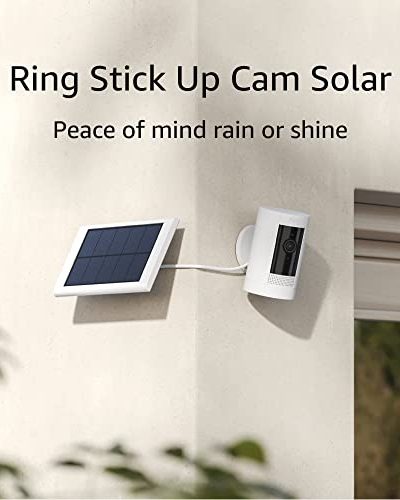 Ring Stick Up Cam Solar HD security camera with two-way talk, Works with Alexa - White