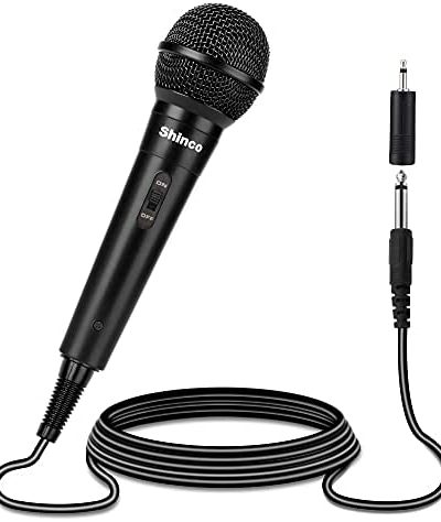 Shinco Handheld Wired Microphone, Cardioid Dynamic Vocal Mic with 13ft Cable and ON/Off Switch, Ideally Suited for Speakers, Karaoke Singing Machine, Amp, Mixer