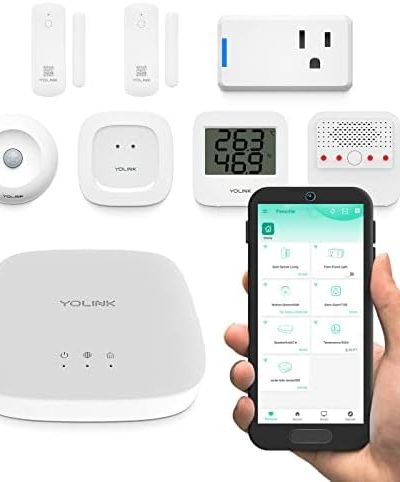 YoLink Smart Home Starter Kit: Smart Plug Mini, Siren Alarm, Water Leak Sensor, Motion Sensor, Temperature/Humidity Sensor, 2 Door/Window Sensors & Hub